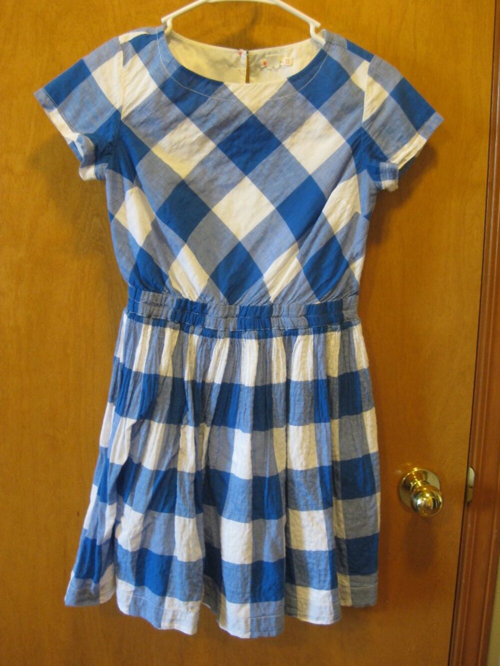 Crewcuts Girls Blue White Gingham Checked Summer Spring Dress Size 12 JCrew